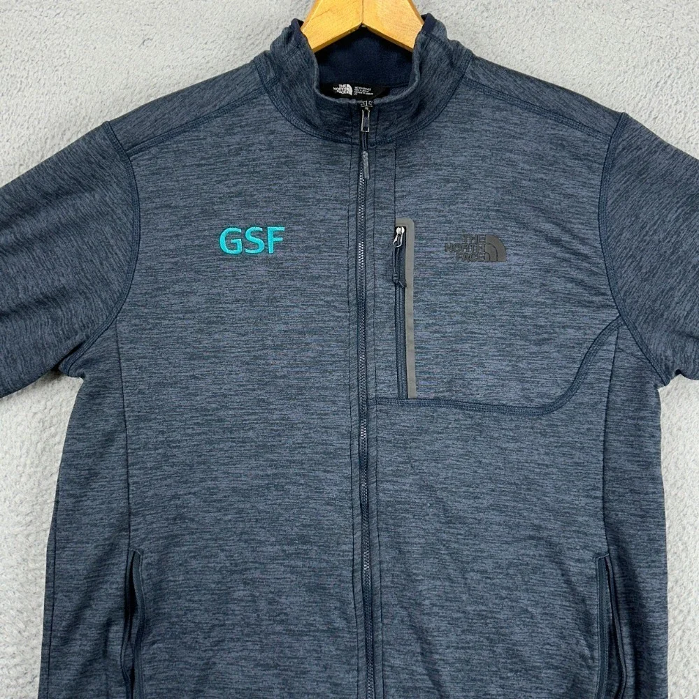 The North Face Fleece Full Zip Jacket Adult Large Navy Blue Stretch Pockets Mens